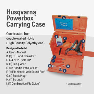 Husqvarna Powerbox Carrying Chainsaw Case, Compatible with 455 Rancher, 460, 372XP and 575XP for Accessories, Filing Equipment and Oil, Hard Case, Gifts For Men, 100000107
