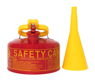 Eagle 1 Gallon Type I Red Safety Gas Can for Gasoline with Flame Arrester, Self-Closing Lid, and F-15 Funnel, Made in the USA, Galvanized Steel Flammable Storage Can, UI10FS