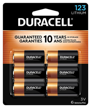 Duracell CR123A 3V Lithium Battery, 6 Count (Pack of 1), 3 Volt High Power for Home Safety, Security Devices, Flashlights, Smoke Alarms, Home Automation