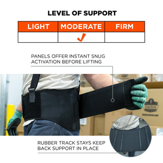 Ergodyne - 11103 ProFlex 1600 Back Support Brace, 9" Extended Support, High Cut Front For Mobility, Medium,Black