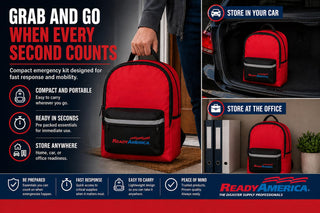Ready America 70280 72 Hour Emergency Kit, 2-Person, 3-Day Backpack, Includes First Aid Kit, Survival Blanket, Portable Preparedness Go-Bag for Camping, Car, Earthquake, Travel, Hiking, and Hunting, Red