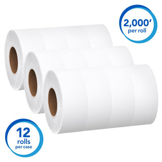 Scott Professional Essential High-Capacity Jumbo Roll Toilet Paper, Bulk (07223), Septic Safe, White (12 Rolls at 2,000' Each, 24,000'/Case)