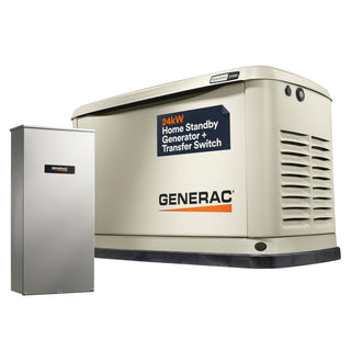 Generac Guardian 24kW Home Standby Generator with 200 Amp Transfer Switch - Automatic Whole House Backup Power for Storms, Emergencies, and Outages, WiFi Enabled, Runs on Natural Gas or Liquid Propane