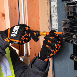 Klein Tools 60601 Work Gloves, Heavy-Duty Suede Palm Gloves, TPR Impact Resistant, Touchscreen-Capable, Hook and Loop Wrist Strap, X-Large