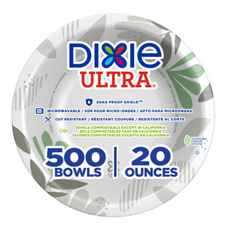 Dixie Ultra 20 oz Heavy-Weight Paper Bowls, Pathways, 500 Count, Bulk Case, 4 Packs/125 Count Per Pack, (Georgia-Pacific #SX20PATH)