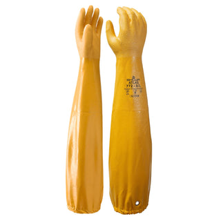 SHOWA Atlas 772 Double Nitrile Coated Full-Arm Chemical Resistant Safety Glove with Cotton/Poly Liner, 20 Mil Thick, 26" Length, Medium (12 Pair)