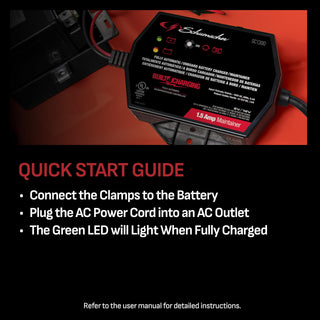 Schumacher Electric 1.5A Car Battery Charger and Maintainer, 3-in-1 Solution, for 6V/12V Power Sport, Automotive, and Marine Batteries, SC1300