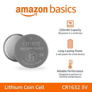 Amazon Basics 4-Pack CR1632 3 Volt Lithium Coin Cell Battery, Long Lasting Power, Mercury-Free, Reliable, Child Safety Packaging