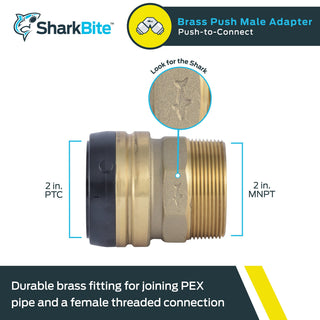 SharkBite 3/4 Inch MNPT Adapter, Push To Connect Brass Plumbing Fitting, PEX Pipe, Copper, CPVC, PE-RT, HDPE, U134LFA