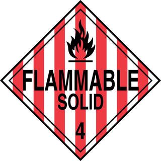 Accuform MPL401VS100 Adhesive Vinyl Hazard Class 4 DOT Placard, Legend "Flammable Solid 4" with Graphic, 10-3/4" Width x 10-3/4" Length, Black on Red/White Stripe (Pack of 100)