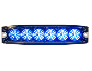 Buyers Products 8892204 5 Inch Blue LED Strobe Light, Ultra‑Thin Surface Mount Warning Light, 6 LEDs, 23 Flash Patterns, Aluminum Housing, IPX8 Waterproof, for Trucks and Utility Vehicles