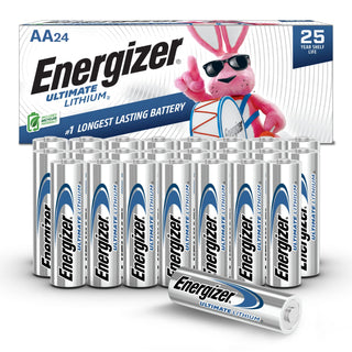 Energizer Ultimate Lithium AA Batteries, 24 Pack, 1.5V Long-Lasting for High-Drain Devices, Cameras & Flashlights