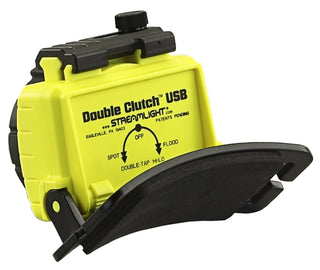 Streamlight 61602 Double Clutch USB 125-Lumen Multi-Fuel LED Headlamp with 120V AC Charging System, Elastic Head Strap, and Rubber Hard Hat Strap, Yellow