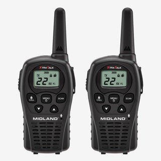 Midland - LXT500VP3, 22 Channel FRS Walkie Talkies with Channel Scan - Extended Range Two Way Radios, Silent Operation, Batteries Included (Pair Pack) (Black)