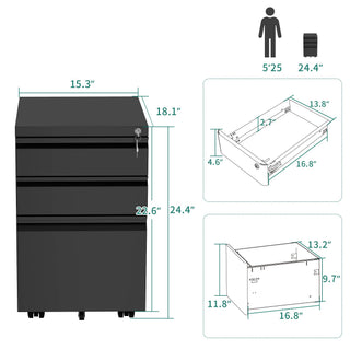 YITAHOME 4-Drawer Mobile File Cabinet with Lock,