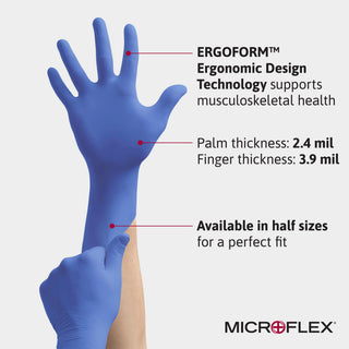 Microflex UF524XS Ultraform Powder Free Nitrile Glove Size Small Box of 300