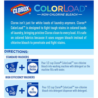 Clorox ColorLoad Non-Chlorine Bleach, 60 Ounce Bottle, Pack of 2, 120 Ounces Total