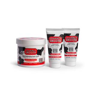 Udderly Smooth Hand (2 Oz) & Body Cream (12 Oz) Bundle, Daily Moisturizer to Restore Dry or Irritated Skin, Dermatologist Tested, 3 Items Total
