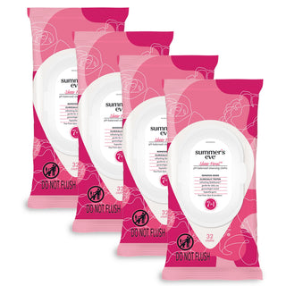 Summer's Eve Sheer Floral Feminine Wipes, Gentle pH-Balanced Formula Helps Control Vaginal Odor, Resealable Pack, 32 Wipes, Pack of 4