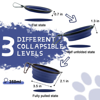 Collapsible Dog Bowls for Travel, 2-Pack Dog Portable Water Bowl for Dogs Cats Pet Foldable Feeding Watering Dish for Traveling Camping with Carabiners, BPA Free (Grey&Navy, Small (Pack of 2))