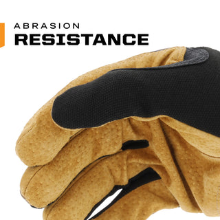 Mechanix Wear Fastfit Leather Gloves - Abrasion Resistant Gloves for Hand Safety - Breathable - Secure Fit - Two-Piece Palm - Machine Washable - Brown/Black - X-Large