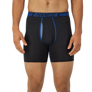 Hanes Mens Total Support Pouch Pack, X-temp Cooling, Anti-chafing, Moisture-wicking Underwear, Trunks Available Boxer Briefs, Regular Leg - Black, Large US