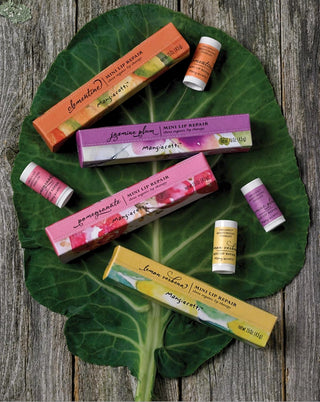 Mangiacotti Lip Balm 3-Pack Small Moisturizing Repair Sticks for Soft Lips Organic Beeswax Mini Balms, .15 Ounce Total, Pomegranate