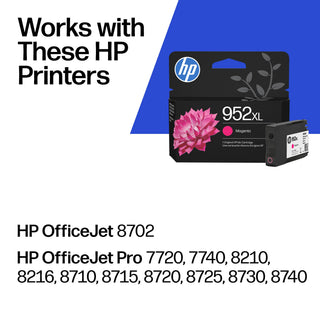 HP 952XL Magenta High-Yield Ink Cartridge | Works OfficeJet 8702, OfficeJet Pro 7720, 7740, 8210, 8710, 8720, 8730, 8740 Series | Eligible for Instant Ink | L0S64AN