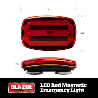 Blazer International 195C6350 LED Magnetic Emergency Safety Light – Red, Battery Powered, Dual Flash Modes, High-Visibility Warning Beacon for Roadside, Construction, and Farm Use Automotive Accesory