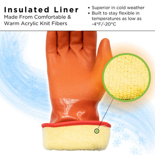 SHOWA Atlas 460 Fully Coated Insulated PVC Chemical Resistant Winter Safety Glove with Cotton/Acrylic Liner, X-Large (1 Pair)