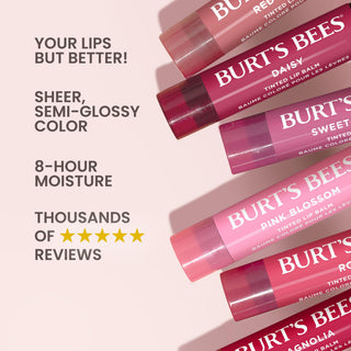 Burt's Bees Lip Tint Balm, Mothers Day Gifts, with Long Lasting 2 in 1 Duo Tinted Balm Formula, Color Infused with Deeply Hydrating Shea Butter for a Natural Buildable Finish, Pink Blossom (2-Pack)