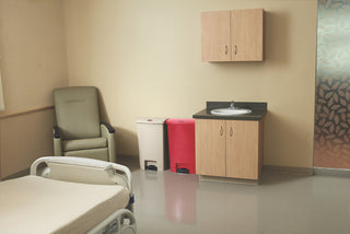 Rubbermaid Commercial Products Streamline Slim Step-On Plastic Trash Can, 13 Gallon, Red, Hands-Free Garbage Can for Medical Waste in Hospitals/Lab/Emergency/Patient Rooms