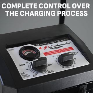 Schumacher Electric Wheeled Manual 10A Car Battery Charger and 250A Engine Starter, 2-in-1 Solution, 50A Boost, for 6V/12V Power Sport, Automotive, and Marine Batteries, SC1445