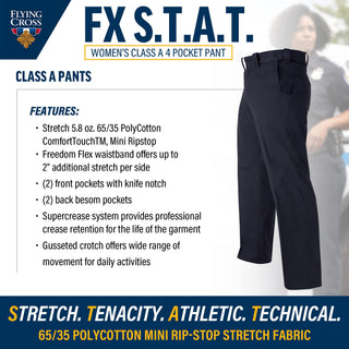 Flying Cross FX STAT Womens Law Enforcement Duty Pants, Police Uniform, Fire Department, EMS, Unhemmed, Class A 4-Pocket