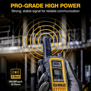 DEWALT DXFRS800 FRS Walkie Talkies, Long Range 2 Way Radio, 2W, IP67 Waterproof, Rechargeable, 2 Pack, DXFRS800