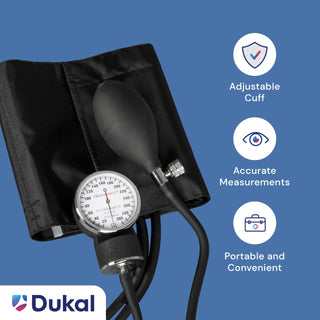Tech-Med Standard Manual Blood Pressure Cuff | Precise Monitoring Blood Pressure Cuff Manual and Sphygmomanometer | Black Nylon BP Cuff Manual