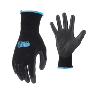 Gorilla Grip Work Gloves, Never Slip Maximum Grip All-Purpose, Gloves for Men, Superior in Wet, Dry, Oily Conditions, Polymer Palm, Large Size, 10 Pairs, Black/Blue | 25162-60