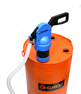 Groz 44185 Lever Action Drum Pump, 500ml Per Stroke, No Electricity Needed, for DEF/AdBlue, Oils, Antifreeze, Ag Chemicals, Fits 15-55 Gallon Drums with 2" Bung, Complete Kit