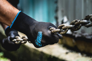 Gorilla Grip Work Gloves, Never Slip Maximum Grip All-Purpose, Gloves for Men, Superior in Wet, Dry, Oily Conditions, Polymer Palm, Large Size, 10 Pairs, Black/Blue | 25162-60