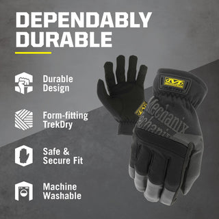 Mechanix Wear FastFit Work Gloves - Anti-Slip & Abrasion Resistant Heavy Duty Gloves - Touchscreen Compatible - Vibration Damping - Multipurpose Use - Large - Black