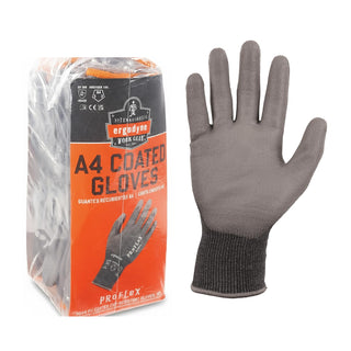 Ergodyne ProFlex 7044 PU Coated Cut-Resistant Gloves - ANSI A4, EN 388: 4X42D, 18g,Grey, Large