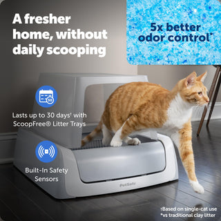 PetSafe ScoopFree Crystal Pro Legacy Automatic Self-Cleaning Cat Litter Box Enclosed Front-Entry Includes 1 Disposable Crystal Litter Tray Advanced Odor Control Gray (PAL00-16806)