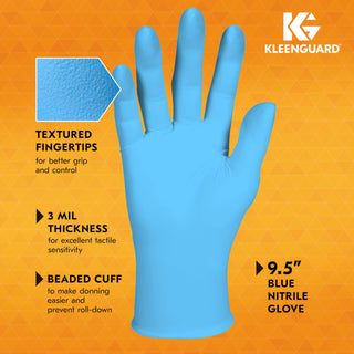 KleenGuard™ G10 Flex™ Blue Nitrile Gloves (54332), 3 Mil, Ambidextrous, Touchscreen Compatible, Small, 100 Gloves/Box
