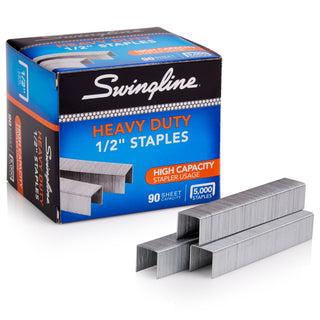 Swingline Staples, Heavy Duty for Desktop Staplers, 1/2" Length, 100/Strip, 5000/Box (79392)