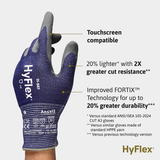 Ansell HyFlex 11-561 Mechanical Ultra-Light Work Gloves for Automotive, Machinery, Metal Fabrication, Mining, Oil, and Gas, Size 9, Blue (Pack of 144)