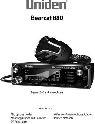 Uniden BEARCAT 880 CB Radio with 40 Channels and Large Easy-to-Read 7-Color LCD Display with Backlighting, Backlit Control Knobs/Buttons, NOAA Weather Alert, PA/CB Switch, and Wireless Mic Compatible