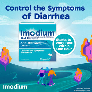 Imodium A-D Diarrhea Relief Caplets with Loperamide HCl, Anti-Diarrheal Medicine to Help Control Symptoms of Diarrhea Due to Acute, Traveler's Diarrhea, HSA/FSA Eligible, 24 ct