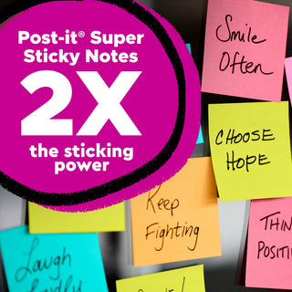 Post-it Super Sticky Lined Notes, 5 Sticky Note Pads, 4x6 in, 2X the Sticking Power, School Supplies, Office Products, Sticky Notes for Vertical Surfaces, Monitors, Walls and Windows, Bright Colors