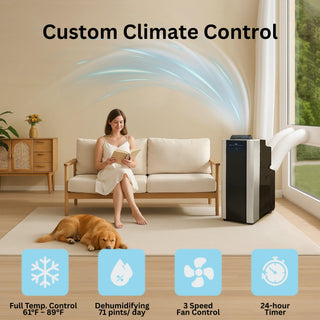 Whynter Portable Air Conditioner 14,000 BTU with Dual Hose Dehumidifier & Cooling Fan for 500 Sq Ft Rooms, Includes AC Unit Window Kit, ARC-14S (9,500 SACC)