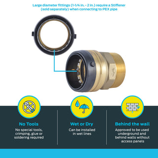 SharkBite 3/4 Inch MNPT Adapter, Push To Connect Brass Plumbing Fitting, PEX Pipe, Copper, CPVC, PE-RT, HDPE, U134LFA